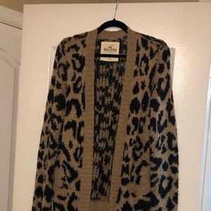Hollister Leopard print open sweater cardigan